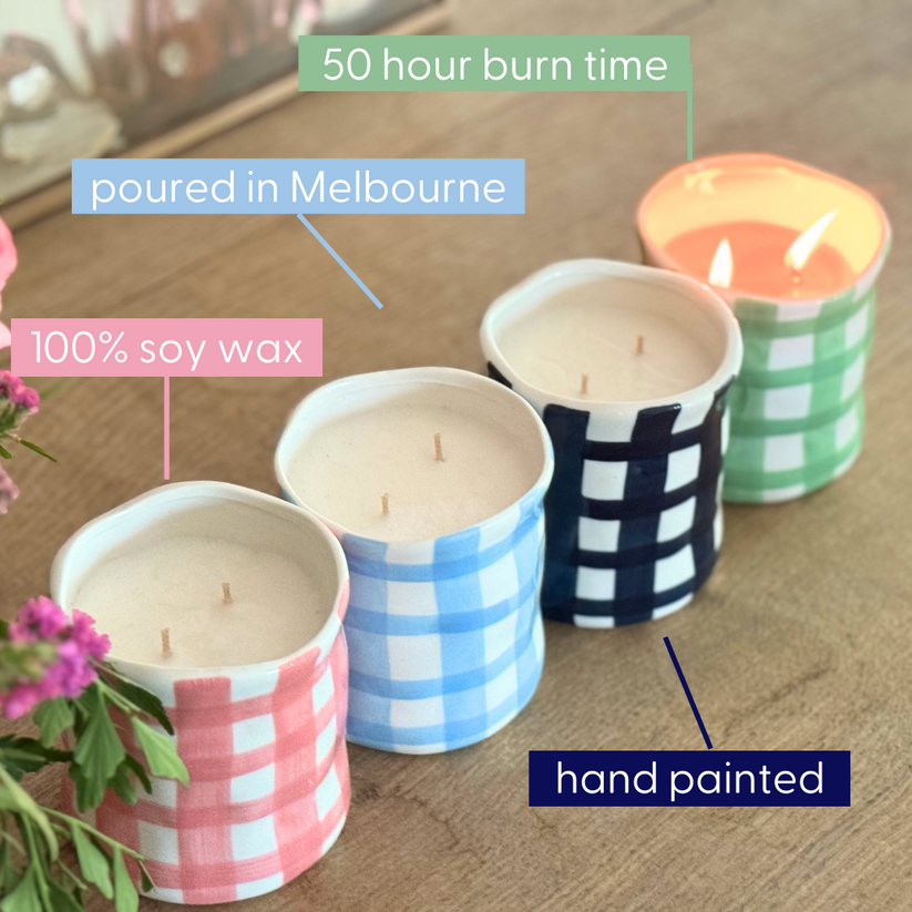 Australian Sandalwood - Navy Gingham Candle