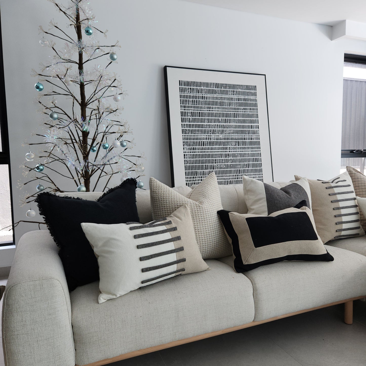 Odense Linen Cushion - Black Square