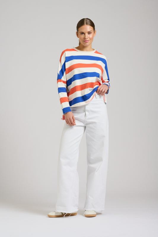 Raw Long Sleeve Sweatshirt - Royal Blue & Orange