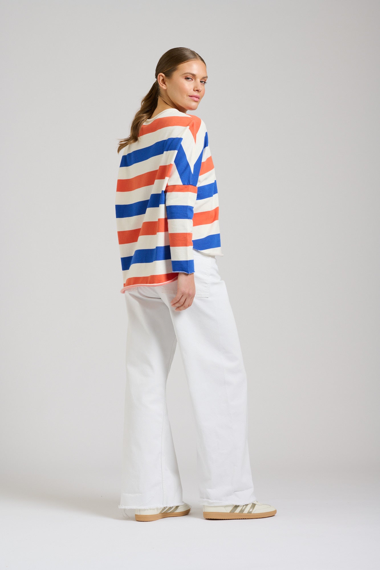Raw Long Sleeve Sweatshirt - Royal Blue & Orange