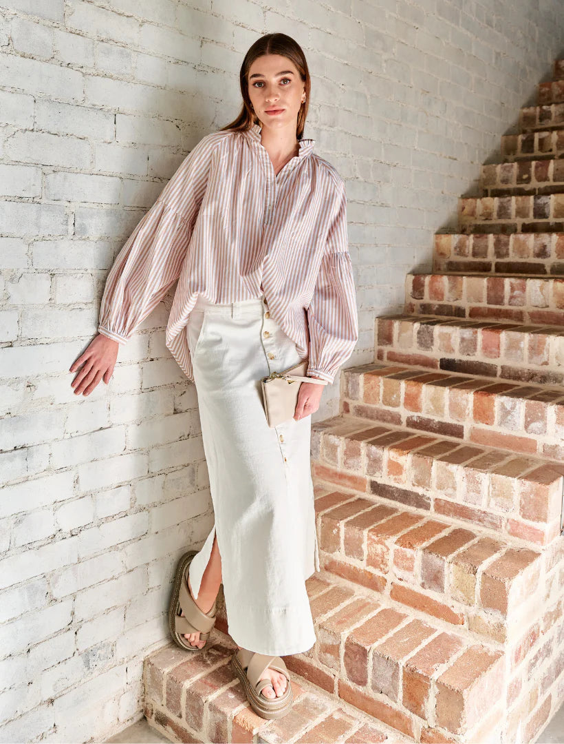 Kell Shirt - Beige Stripe