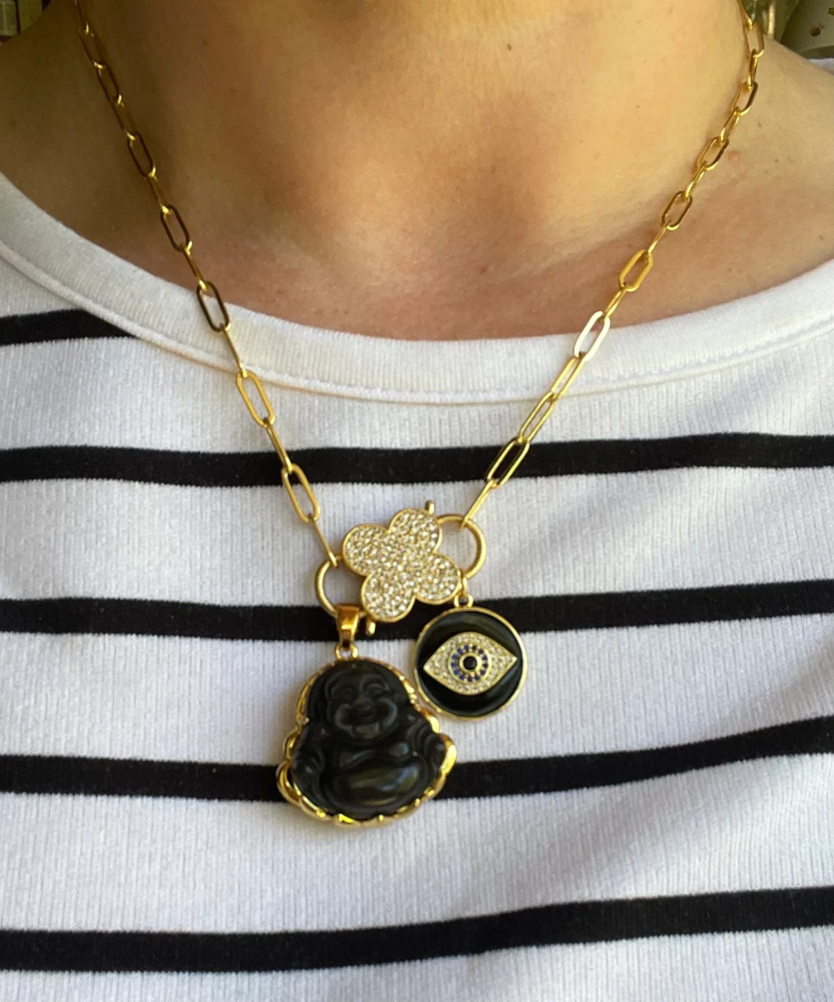 Black Buddha Chain Necklace
