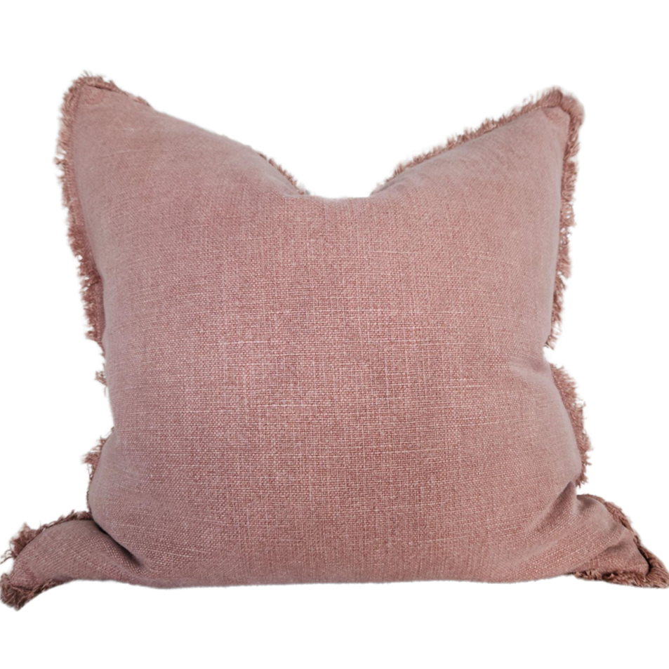 Champetre French Linen Cushion - Rose Pink Square