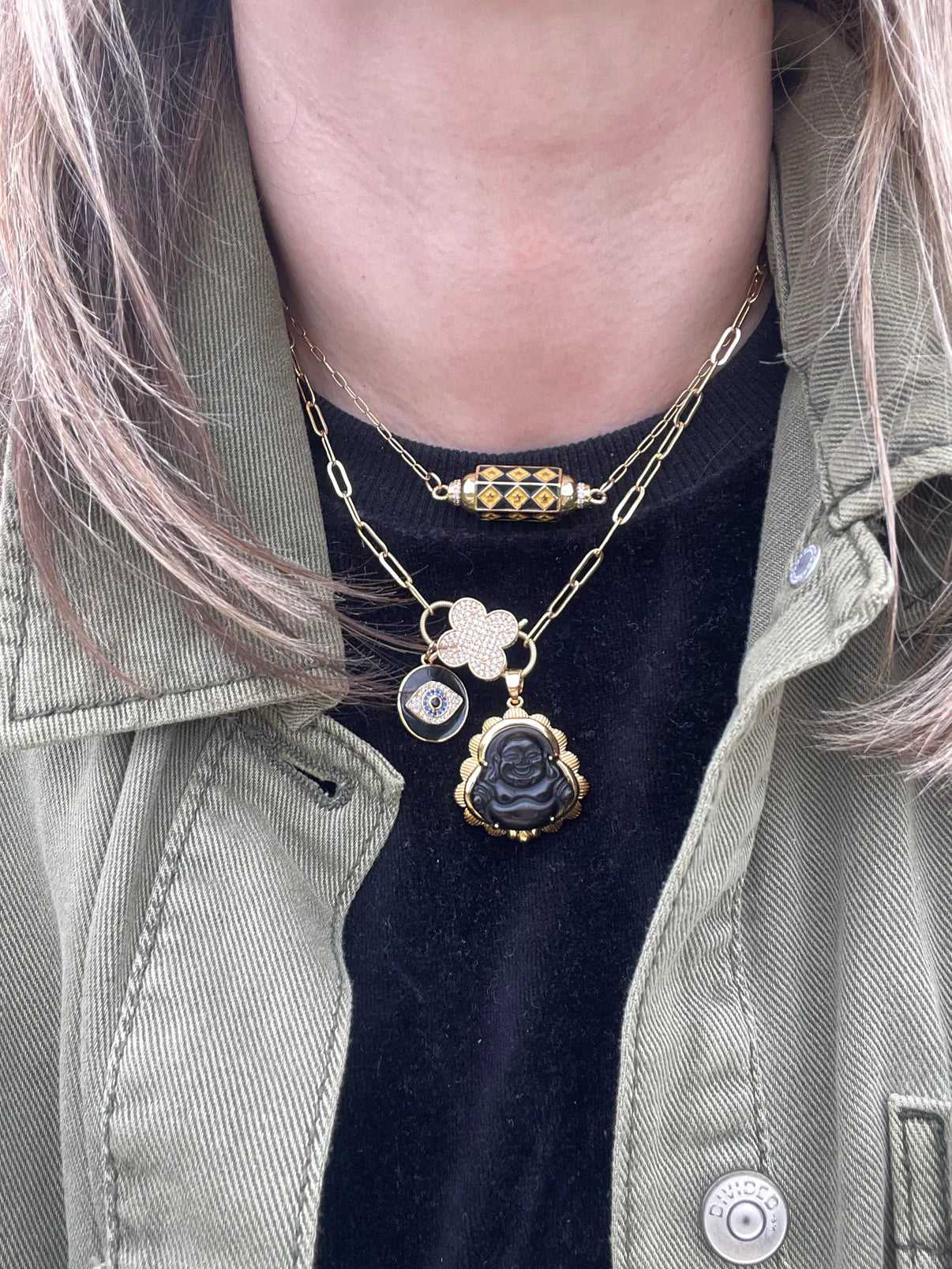 Black Buddha Chain Necklace