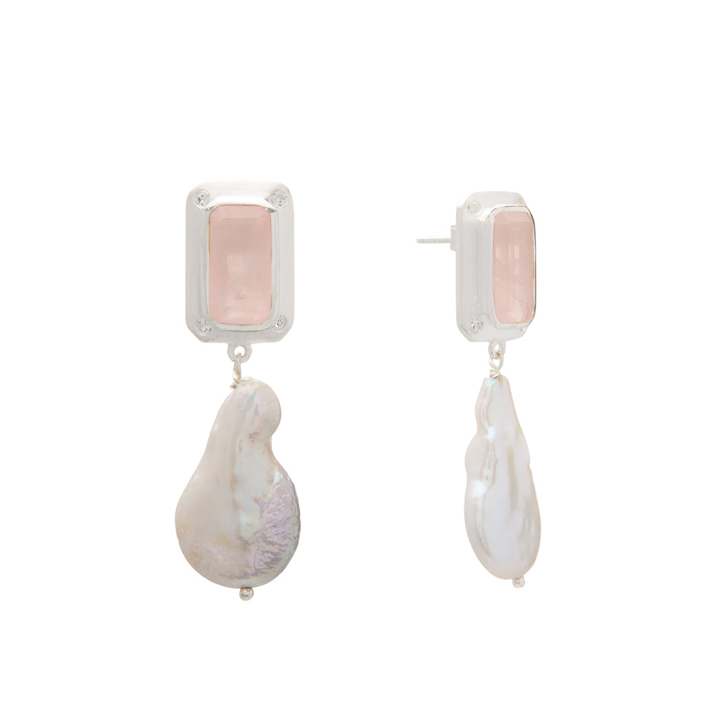 Celestial Rose Hanging Pearl Earrings