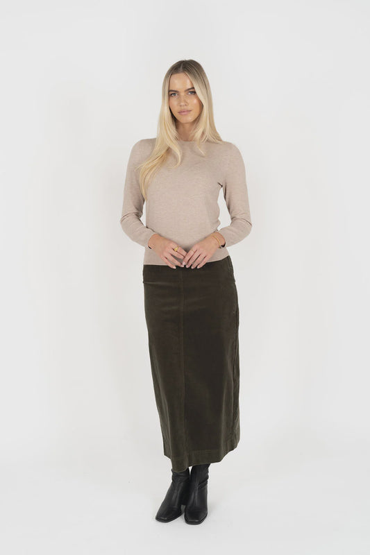 Billie Cord Skirt - Moss
