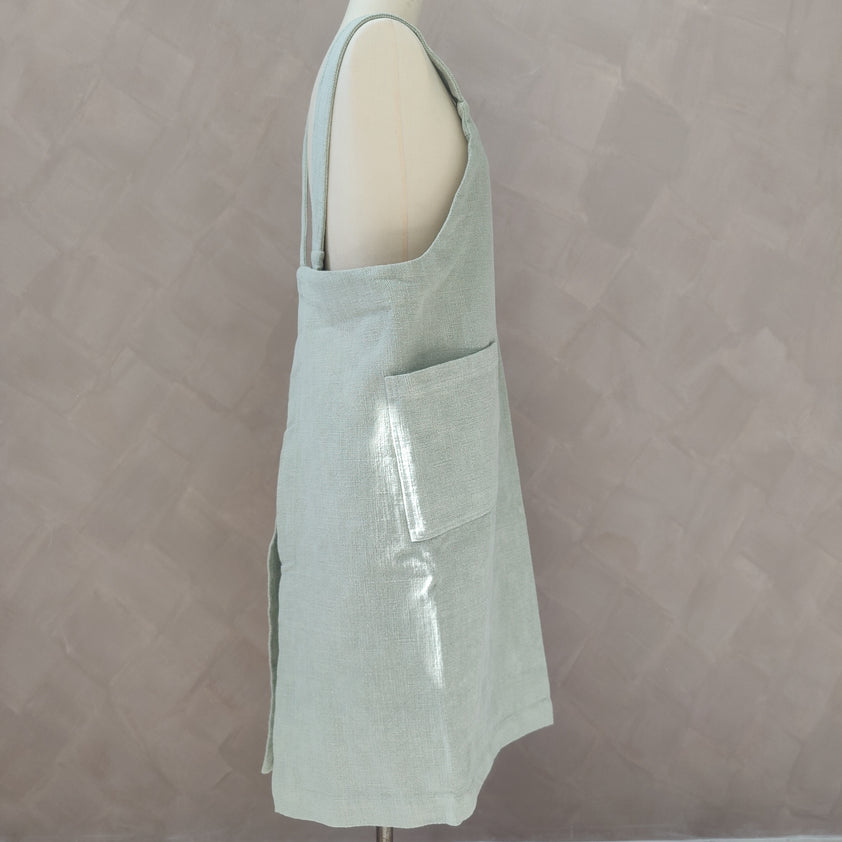 Champetre French Linen Pinafore Apron - Sage Green
