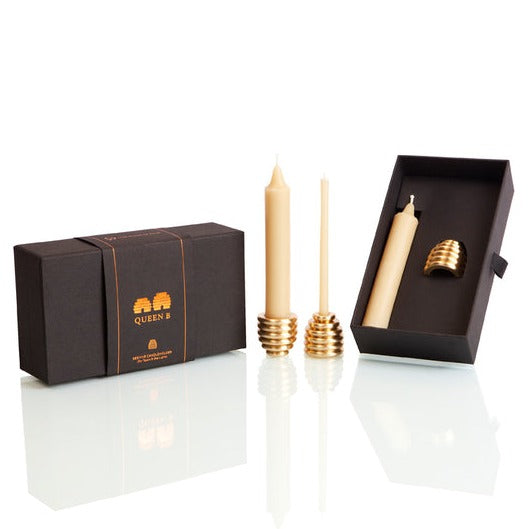 Queen Bee Beehive Candle Holder Gift Set