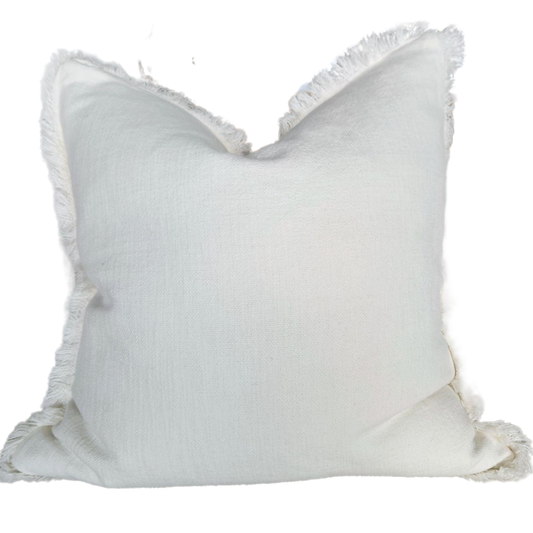 Champetre French Linen Cushion - White