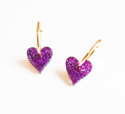 Mini Hearts - Purple Glitter