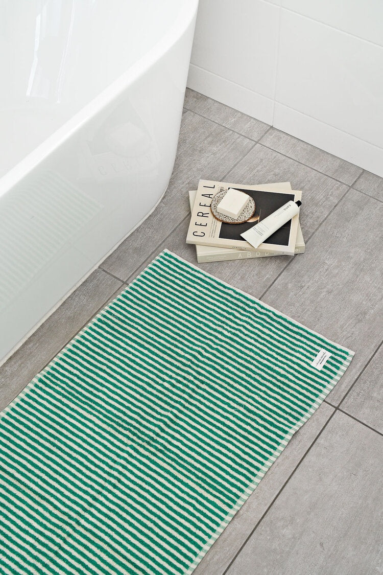 Turkish Cotton Bathmat - Green Stripes