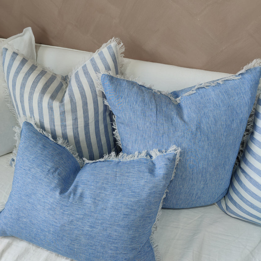 La Caleta Pinstripe Blue Cushion 55cm