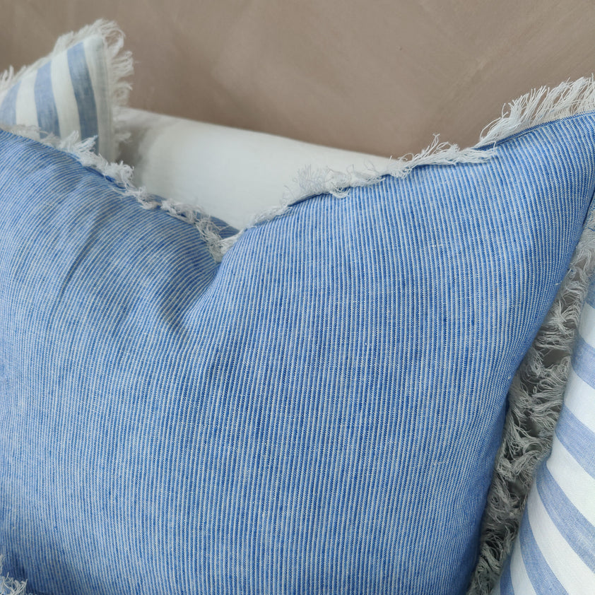 La Caleta Pinstripe Blue Cushion 55cm