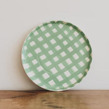 Mint Green Gingham Platter
