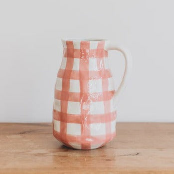 Large Pink Gingham Jug