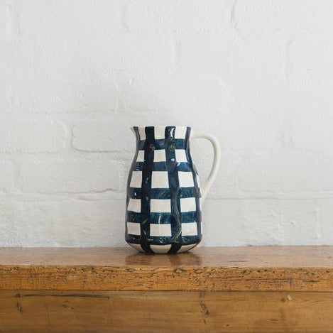 Large Navy Gingham Jug