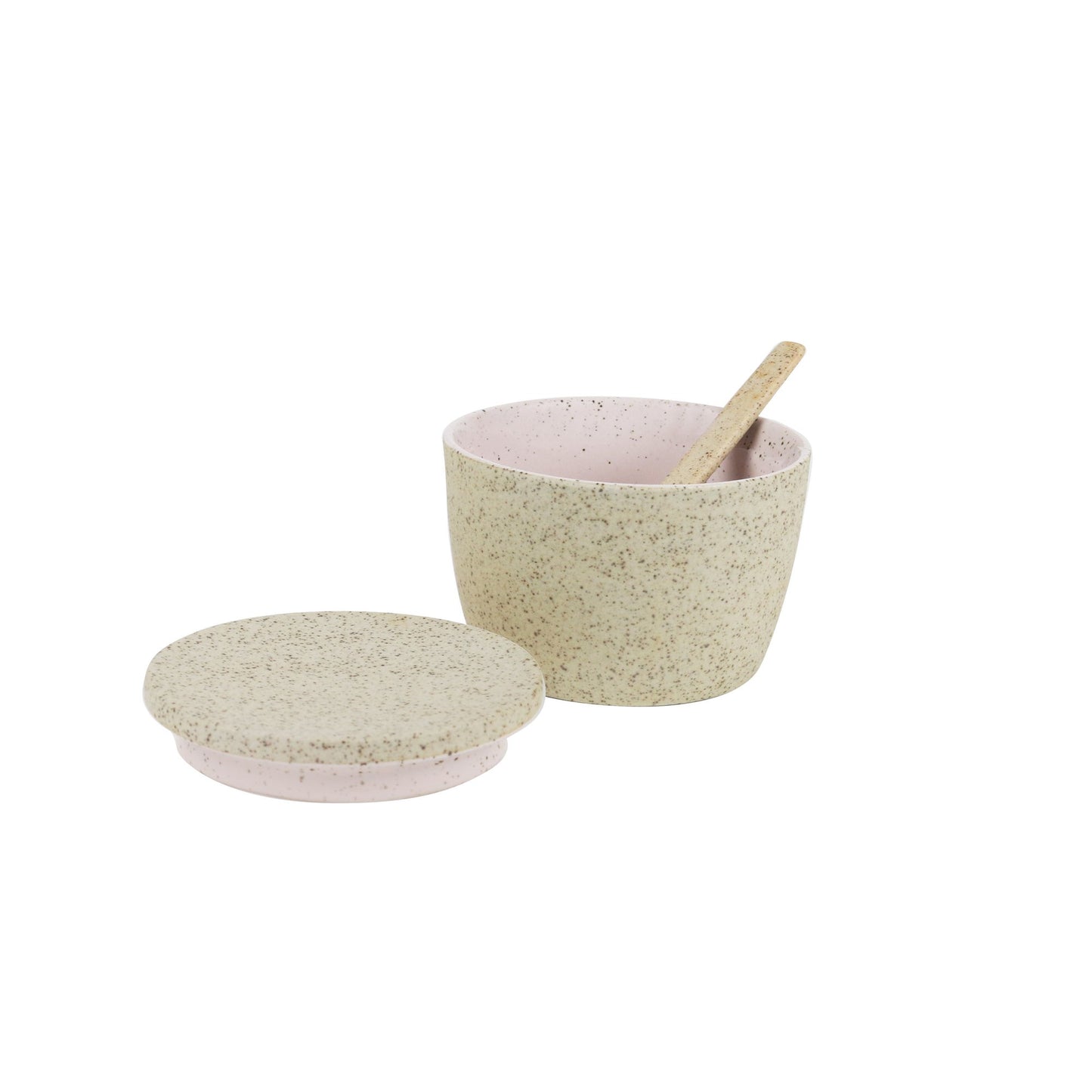 Pink Granite Sugar Pot & Spoon Set