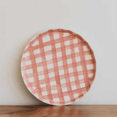 Pink Gingham Platter