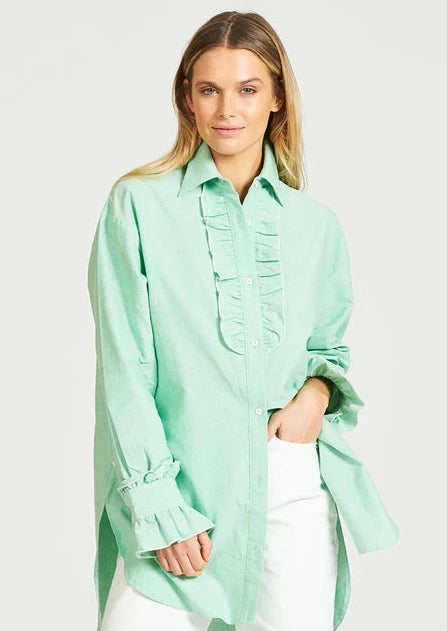The Frill Front & Cuff Shirt - Oxford Green